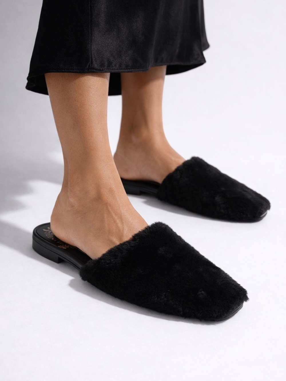 Vince Camuto Black Plush Backless Slippers - Picture 5 of 5
